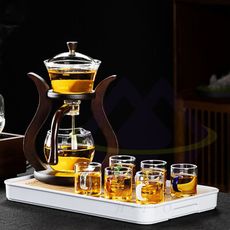【禾統】自動磁吸泡茶組 高硼矽玻璃壺 功夫茶具 磁吸茶壺 家用茶壺 泡茶組 茶具