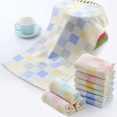 【優貝選】粉嫩彩格輕薄款純綿柔軟嬰幼兒水洗紗 布方巾+長巾六件組