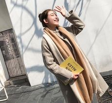買一波▶撞色百搭流蘇圍巾 披肩圍脖舒適保暖 交換禮物【H81102】
