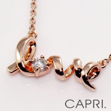 『CAPRI』玫瑰金 鑲CZ鑽 LOVE項鍊《限量一個》