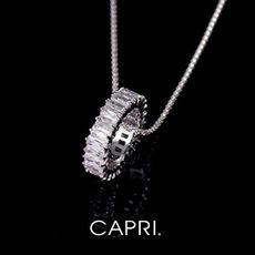 『CAPRI』精鍍白K金鑲CZ鑽 可兩戴項鍊