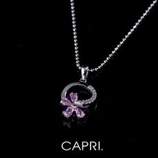 『CAPRI』精鍍白K金鑲CZ鑽 花朵項鍊