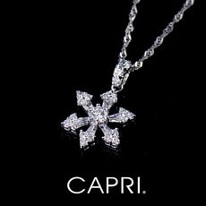 『CAPRI』精鍍白K金 鑲八心八箭CZ鑽 雪花項鍊 《限量一個》