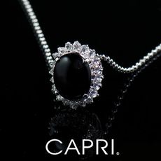 『CAPRI』精鍍白K金鑲CZ鑽黑瑪瑙 項鍊