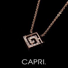 『CAPRI』精鍍白K金鑲CZ鑽 玫瑰金項鍊《限量一個》