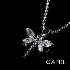 『CAPRI』精鍍白K金鑲CZ鑽 蜻蜓項鍊