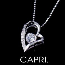 『CAPRI』精鍍白K金 鑲CZ鑽 愛心項鍊