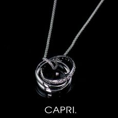 『CAPRI』精鍍白K金鑲CZ鑽 三環項鍊