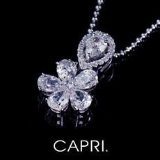 『CAPRI』精鍍白K金鑲CZ鑽 花朵項鍊《限量一個》