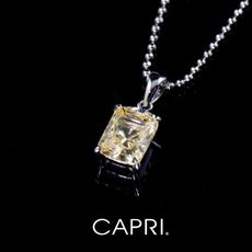 『CAPRI』精鍍白K金鑲CZ鑽 方塊項鍊《限量一個》