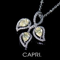 『CAPRI』精鍍白K金鑲CZ鑽 葉子項鍊《限量一個》