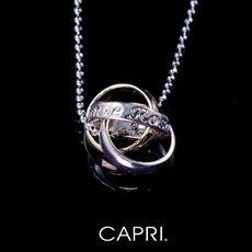 『CAPRI』精鍍白K金鑲CZ鑽 三環項鍊《限量一個》