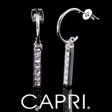 『CAPRI』精鍍白K金鑲CZ鑽 針式耳環