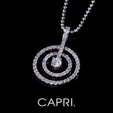 『CAPRI』精鍍白K金鑲CZ鑽 圓圈項鍊《限量一個》