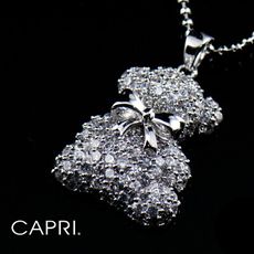 『CAPRI』精鍍白K金鑲CZ鑽 熊熊 項鍊