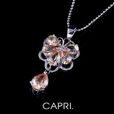 『CAPRI』精鍍白K金鑲CZ鑽 花朵項鍊《限量一個》