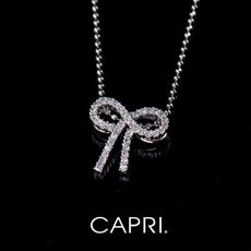 『CAPRI』精鍍白K金鑲CZ鑽 蝴蝶結項鍊 《限量一個》