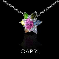 『CAPRI』精鍍白K金鑲CZ鑽 花朵項鍊