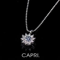 『CAPRI』精鍍白K金鑲CZ鑽 向日葵項鍊