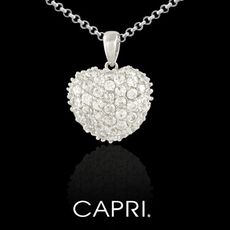 『CAPRI』精鍍白K金鑲CZ鑽 愛心項鍊