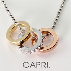 『CAPRI』精鍍黃白K金 玫瑰金 鑲CZ鑽 三環項鍊《限量一個》