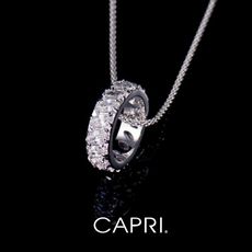 『CAPRI』精鍍白K金鑲CZ鑽 可兩戴項鍊