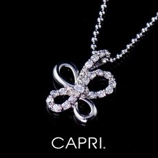 『CAPRI』精鍍白K金鑲CZ鑽 花兒項鍊《限量一個》