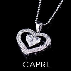 『CAPRI』精鍍白K金 鑲CZ鑽 愛心項鍊 《限量一個》