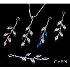 『CAPRI』精鍍白K金鑲CZ鑽 多色項鍊