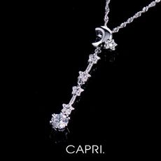 『CAPRI』925銀白K鑲CZ鑽 月亮長項鍊 《限量一個》