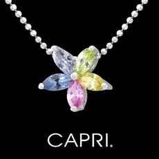 『CAPRI』精鍍白K金鑲CZ鑽 花兒項鍊