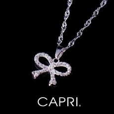 『CAPRI』925銀白K鑲CZ鑽 蝴蝶結項鍊 《限量一個》