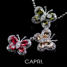 『CAPRI』精鍍白K金鑲CZ鑽 蝴蝶項鍊