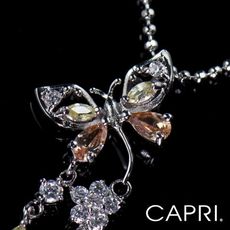 『CAPRI』精鍍白K金鑲CZ鑽 蝴蝶長項鍊