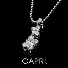 『CAPRI』精鍍白K金鑲CZ鑽 蝴蝶項鍊