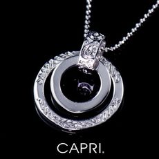 『CAPRI』精鍍白K金鑲CZ鑽 圓圈項鍊《限量一個》