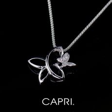 『CAPRI』精鍍白K金鑲CZ鑽 蝴蝶項鍊