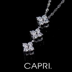 『CAPRI』精鍍白K金 鑲八心八箭CZ鑽 花朵項鍊 《限量一個》