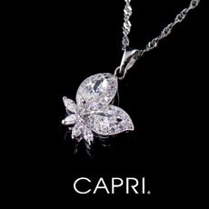 『CAPRI』精鍍白K金 鑲CZ鑽 蝴蝶項鍊 《限量一個》