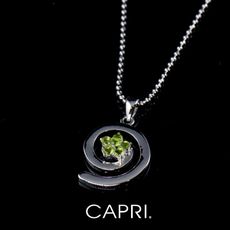 『CAPRI』精鍍白K金鑲CZ鑽 漩渦項鍊