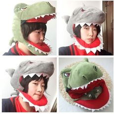 鯊魚頭套帽 恐龍頭套帽 萬聖節 聖誕節配件  cosplay 拍照道具 角色扮演 老蕭