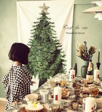 抖音夯款【聖誕樹掛布+無痕膠條】松樹掛布聖誕節必備/耶誕氛圍/裝置藝術/聖誕樹