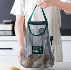 蔬菜收納網袋(綠) 家用多用途創意水果壁掛袋可掛式洋蔥廚房收納掛袋 洋蔥 大蒜掛袋 多功
