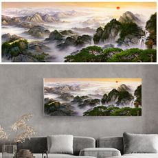 【御畫房】黃山雲海 國家一級畫師手繪油畫60×120cm(VF-33)