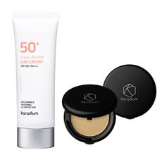 【韓國KARADIUM】SPF50+PA+++蝸牛修護防曬霜 +膠原蛋白smart防曬粉餅