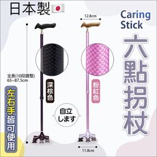 【日本 Caring Stick】六點拐杖 鋁合金柺杖 站立式柺杖 輕便型拐杖 自立拐杖 左右手皆可
