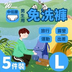 [全店滿499免運]《WEEKEIGHT》男生用超級棉柔(棉)免洗褲5件包(L) HPH073-4