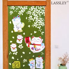 【LASSLEY】日本門簾-開運六福貓85X150cm(日式 和風 日風 )