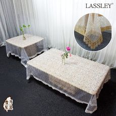 【LASSLEY】典雅刺繡-方形桌巾110X110cm(德國進口紗 ALBANI 台灣製造)