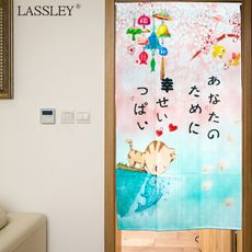 {LASSLEY}日本門簾-貓魚之戀85X150cm(雙開&一片)